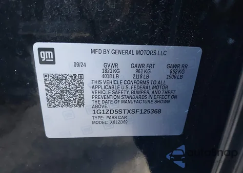 2025 Chevrolet Malibu Fwd 1Lt из США, поврежденный, VIN 1G1ZD5STXSF125368